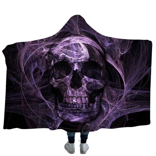 

softbatfy skull hooded blanket fleece throw blanket dropshipping