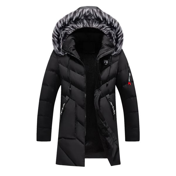 

bolubao men parka coats winter men jacket slim fit thicken fur hooded outwear warm coat brand clothing casual mens coat, Black