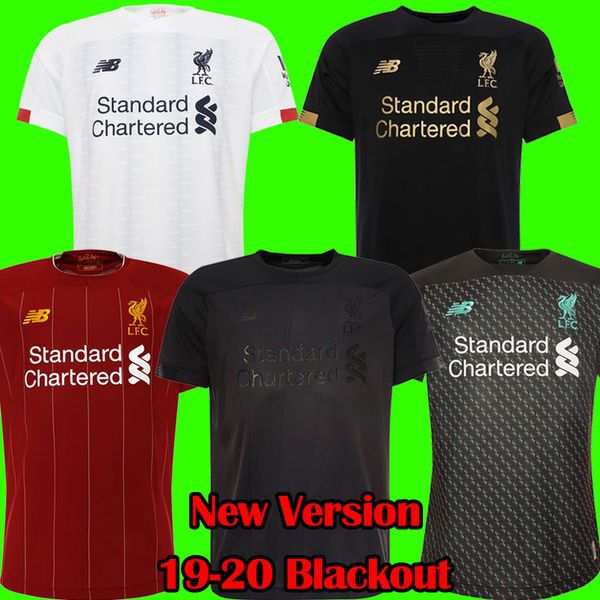 

2019 2020 new mohamed alah blackout occer jer ey 6 trophy 2019 mane top virgil football hirt cami eta firmino kit ali on black maillot, Black;red