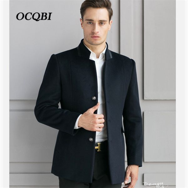 

men's wool & blends 2021 smart casual formal mens clothing overcoats fashion winter dress coat plus size, Black