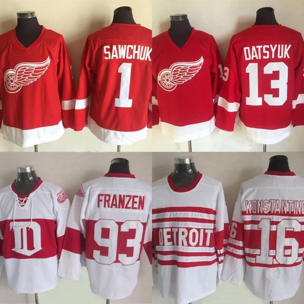 

1 Kris Draper Detroit Red Wings 93 Sergei Fedorov 16 Konstantinov Man Pavel Datsyukl Curtis Joseph Hockey Jersey