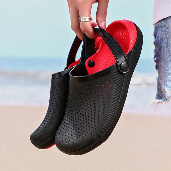 

fashion palm sandals for men hole shoes man breathable beach sandals for men 38-46 garden clogs garden shoes slides soft bottom, Black