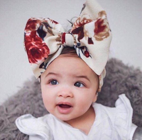 

8 color baby hair accessories infant kids big bow tie headbands flower headwraps children cute princess hair bands, Slivery;white