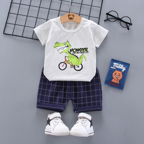 

4 sets/lot) 2020 summer boy's cothing set animal pattern 052404, White
