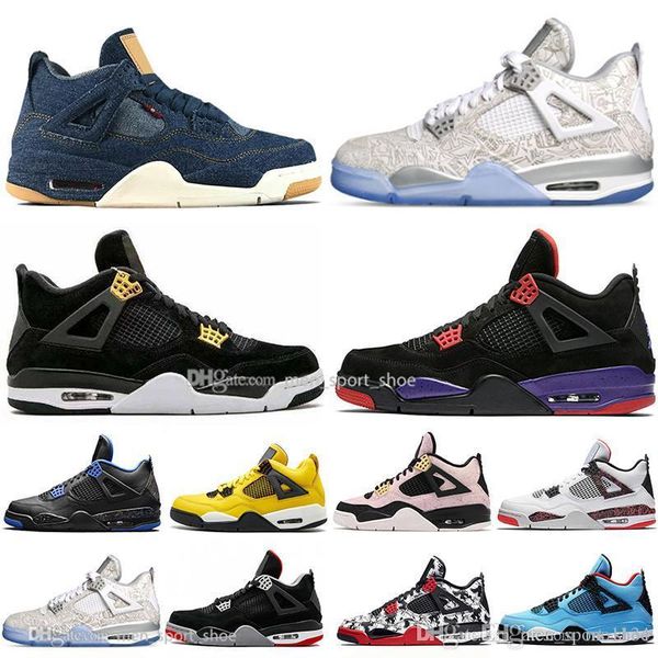 

bred 4 4s what the cactus jack laser wings mens basketball shoes denim blue pale citron men sport designer sneakers outdoor us 5.5-13