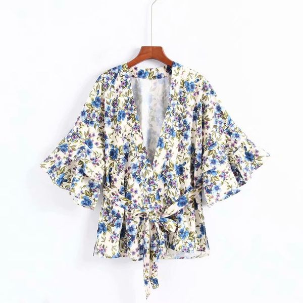 

fashion women 1981-40-9652 european and american fashion style laminated decorative double-skinned blouse, White
