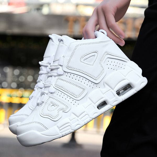 

2020 men casual shoes sport genuine leather sneakers all black star more uptempo (gs) trend trainers basketball shoes