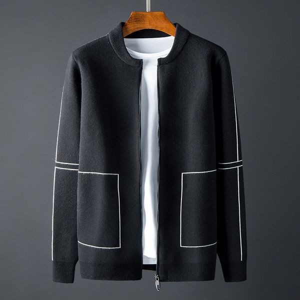 

men's sweaters stand collar mens luxury baseball zipper sweater male autumn and winter slim man plus size 4xl, White;black