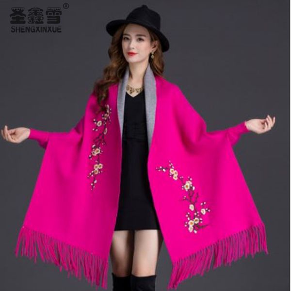 

the new winter new shawl female long section of the long-sleeved shirt europe and united states large yards ladies fringed