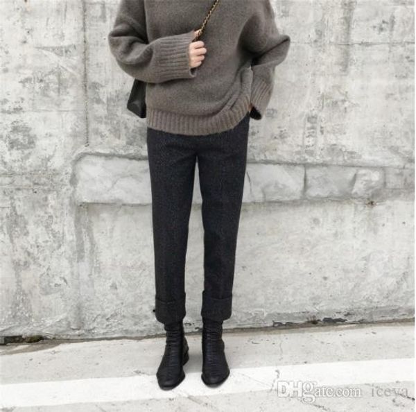 

эластичность отбортовки костюм брюки брюки восстанавливая стародедовские пути новых 2019 осень / зима отдыха шаровары трубные девять очков п, Black;white