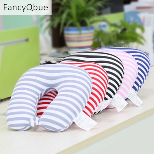 

u shape soft neck pillow stripe filling foam particle pillow airplane light travel office home u shaped neck pillows