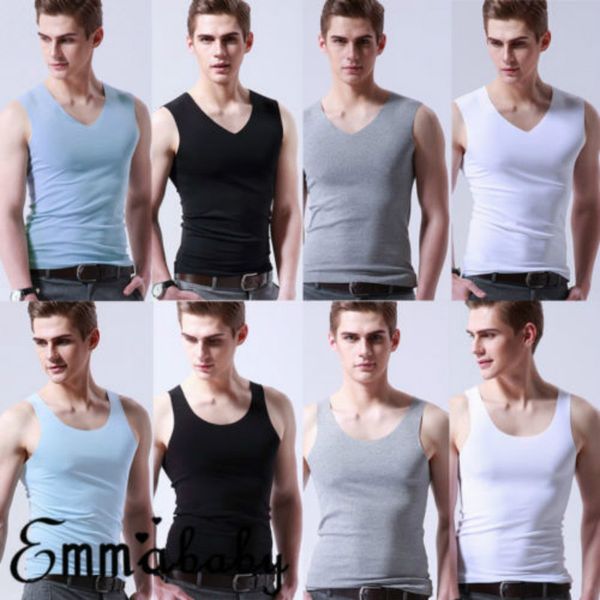 

2018 emmababy мужские без рукавов футболка хлопок твердые жилет майка летние топы американских фондовых, White