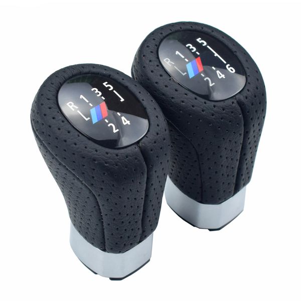 

leather 5/6 speed left right drive gear shift knob head with boot cover stick shifter lever for e87 real hole