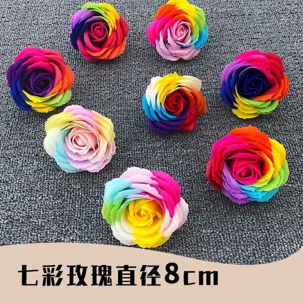 

9pcs colorful artificial soap flower rose petal decor elegant ornament wedding party gift handmade valentine's day decorating