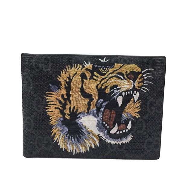 

2019 new trend men's brand wallet leather men's tiger head wallet mini wallet with gift box wholesale price, Red;black