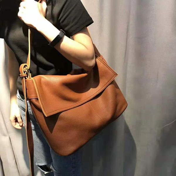 

soft women tote bag shoulder genuine leather big capacity handbag vintage crossbody bag messenger bolso mujer