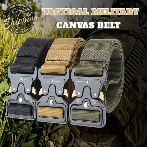 

nylon tactical belt armys belt men outdoor training belts black easy unlock metal buckle #a, Black;brown