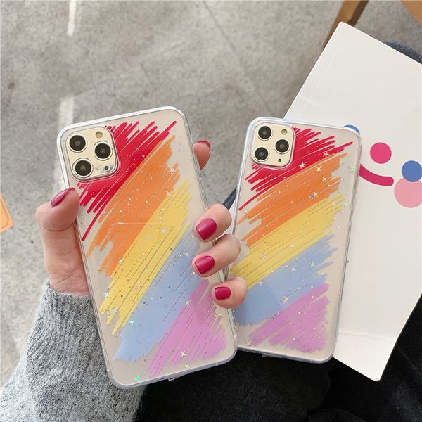 

rainbow graffiti transparent clear cellphone case cover for iphone 11 pro max 7 8 plus x xr xs max