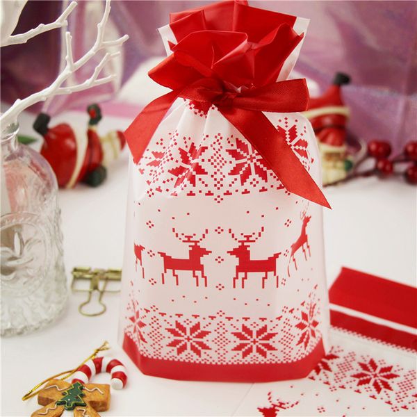 

10 pieces white red santa claus elk gift bags candy bags merry christmas