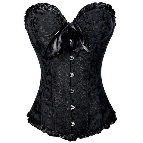 

x new steampunk steel boned lace up back body bustier overbust corset women waist cincher corsets black plus size s-6xl, Black;white