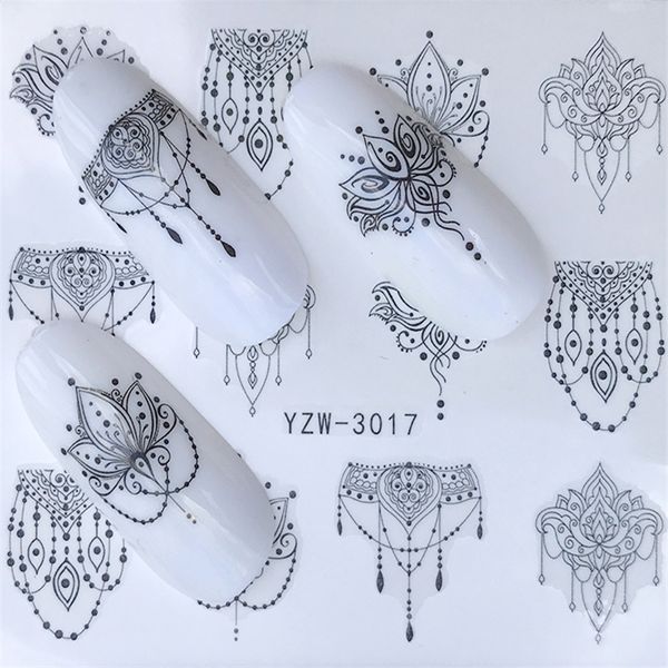 

1 листов горячая наклейка для ногтей черное ожерелье ювелирные изделия красоты переноса воды штамповка nail art советы ногтей декор маникюр, Black