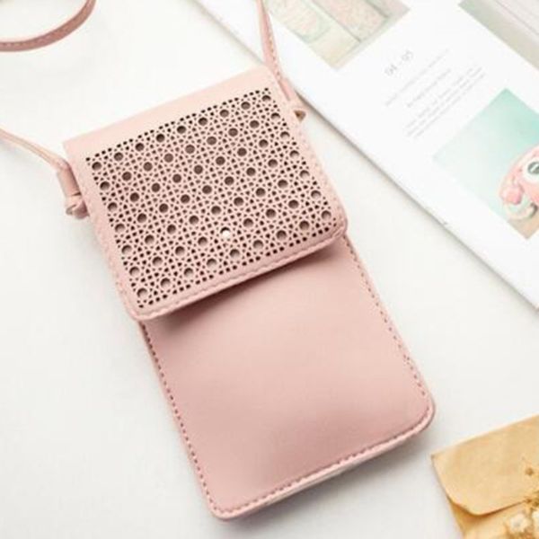 

mini mobile phone shoulder bag for women korean fashion female leather hollow floral hasp flat bag crossbody small messenger