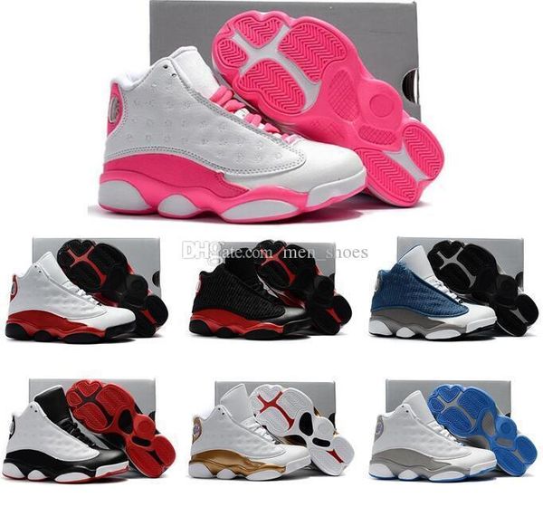 

boy girls kids 13s white pink he got game basketball shoes children baby 13 black blue flints playoffs kid gifts sneakers