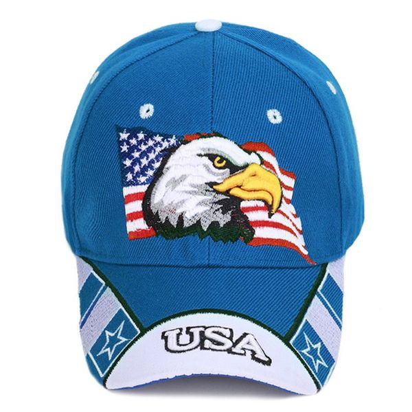 

patriotic american flag eagle baseball cap usa 3d embroidery army tactical hip hop snapback cap outdoor adjustable sunhat, Blue;gray
