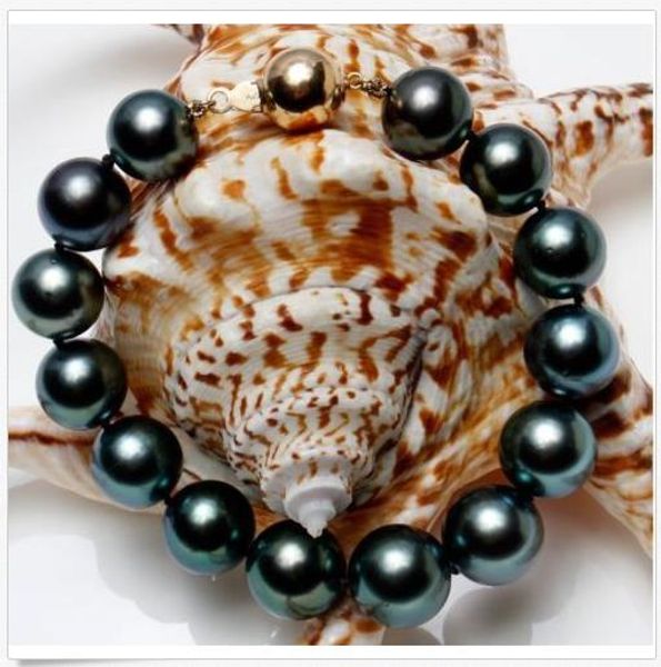 

stunning 11-12 mm natural tahitian black green pearl bracelet 7.5-8 inch