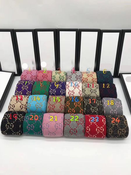 

24 colors stockings spring fashion socks for women girl with box sports socks golden silk socks, Black;white