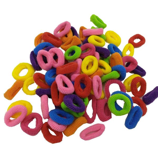 

100pcs/lots mixed candy colors baby elastic rubber hairbands handmade cute hair accessories decor for children girl, Slivery;white
