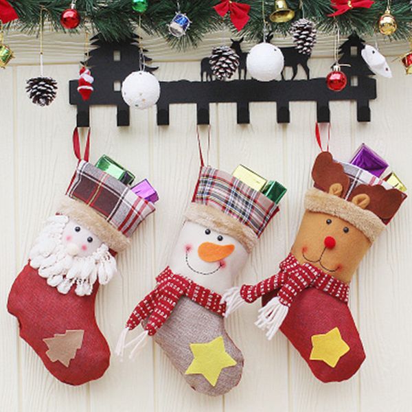 

2018 new kindergarten children's party gift bag candy bag santa claus socks christmas gift decoration pendantt