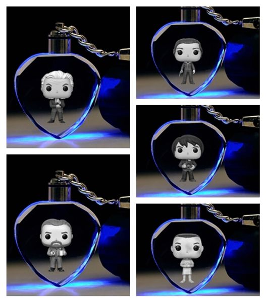 

cosaner stranger thingss heart shape anime led key chains keyring crystal toy keychain light keyholder xmas gift, Silver