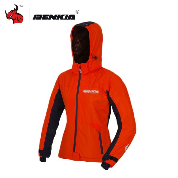 

benkia orange women's motorcycle racing suit spring summer coat motorcycle riding wind-coat with removable hood