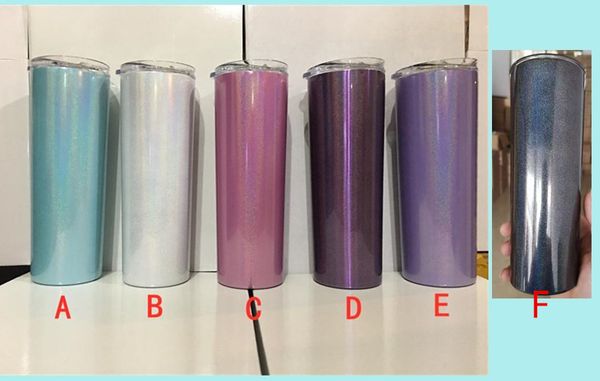 

new 20oz glitter skinny tumbler 20oz stainless steel sparkle skinny cup vacuum insulated straight drinking cup rainbow coffee mug
