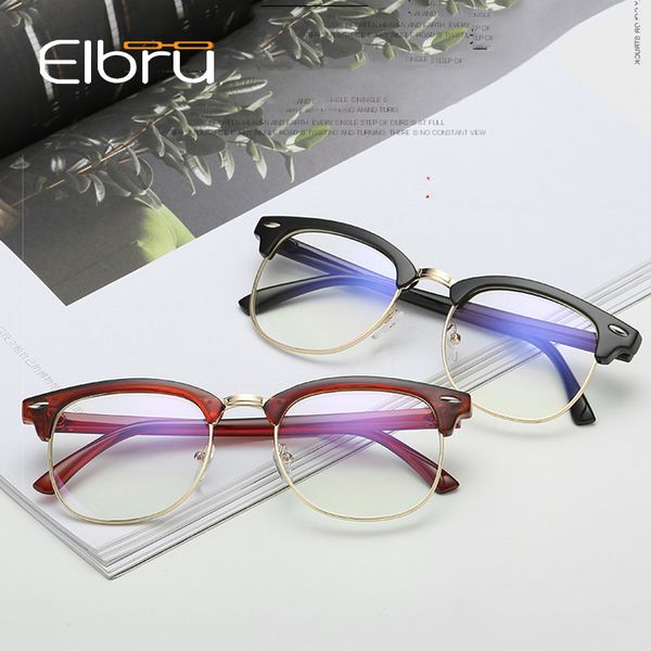 

elbru classic half frame reading glasses men women anti blue light presbyopic eyewear with diopter +1.0 1.5 2.0 2.5 3.0 3.5 4.0, White;black