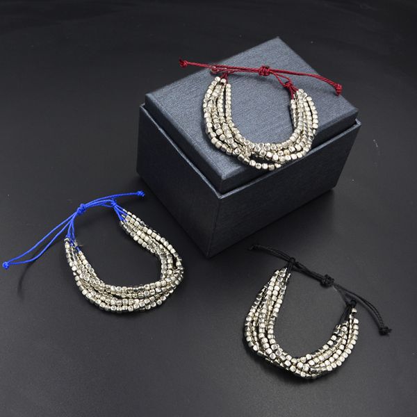 

new original bracelets silver beads strand friendship bracelets handmade rope braided charm bracelet women girl jewelry, Black
