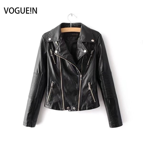 

voguein new womens fashion black zippers faux leather motorcycle bomber jacket outerwear coat wholesale