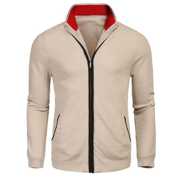 

men fashion round neck long sleeve solid knitted sweater jacket casual winter, autumn cardigan, White;black