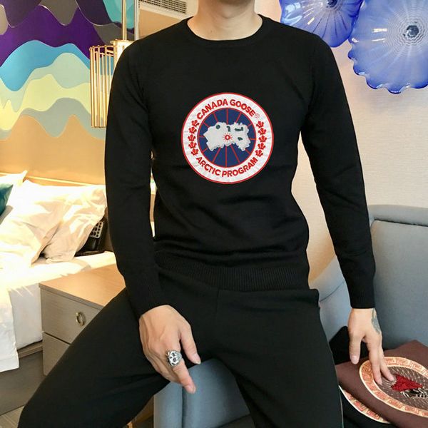 

canada brand sweater mens designer sweater luxury slim pullover boutique fashion sweater trend wild undershirt casual hoodie, White;black