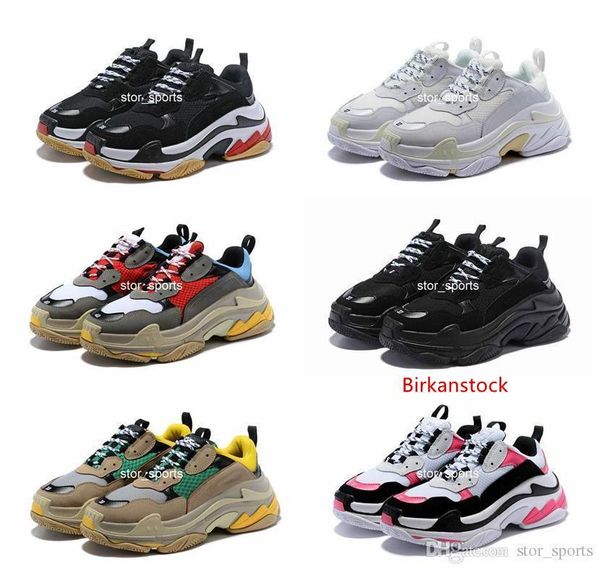 

парижская мода 2019 17fw triple s sneaker triple-s повседневная роскошная папина обувь для мужчин женская бежевая черная спортивная теннисна