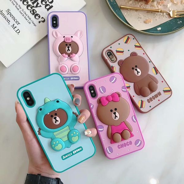 

Дизайнер 3D Милый Мультфильм Чехол Для iPhone X 8 7 плюс xr xs max Чехлы Держатель Ручки Кры