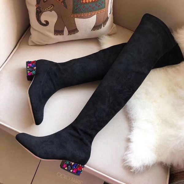 

2019 women's shoes high waist long boots long boots, Black