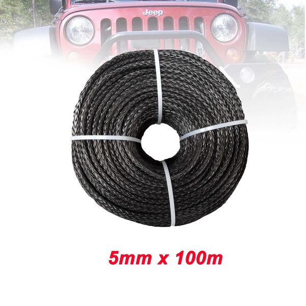 

5mm*100m synthetic winch line uhmwpe fiber rope for 4wd 4x4 atv utv boat recovery offroad