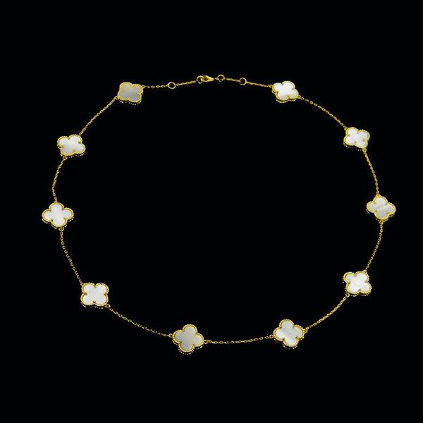 

new four leaf clover flower jewelry for women short choker necklace black green red mother shell pearl collares dropshipping, Silver