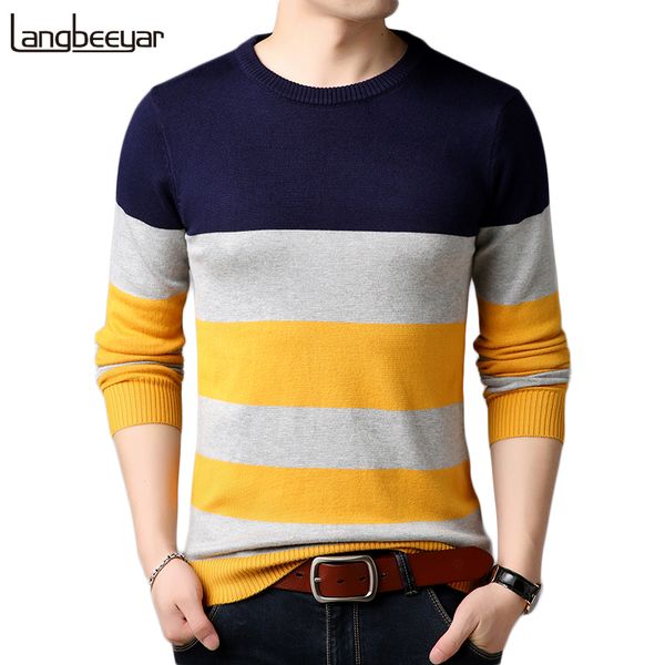 

2019 new autumn winter brand clothing sweater men fashion contrast color slim fit winter pullover men o neck knitted sweater, White;black