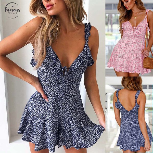 

newly summer women holiday dress boho sleeveless strapless floral print floral ruffles backless a line mini dress sundress, Black;gray