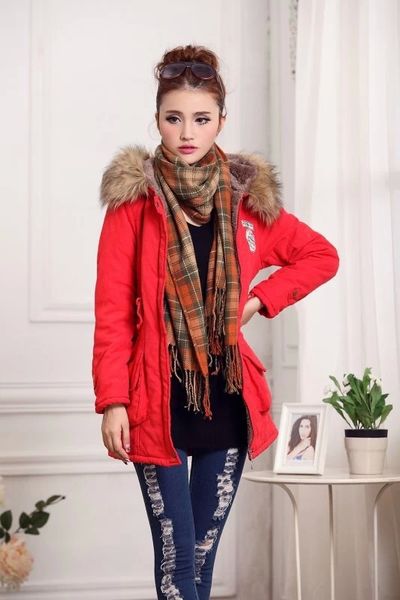 

autumn and winter women's large fur collar hooded cotton waist drawstring slim cotton coat warm jacket women fur clothes, Black