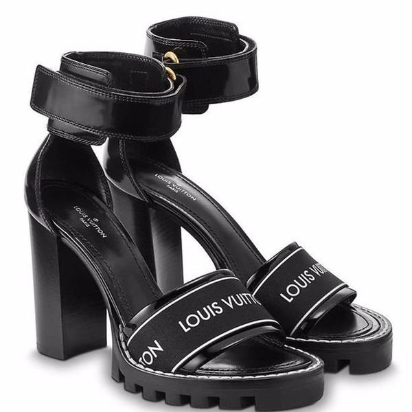 

branded women print leather sandal designer girl star trail rivet rubber outsole lady casual high heel flower canvas sandal, Blue;gray