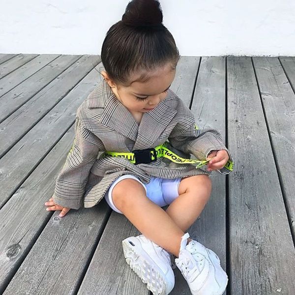 

toddler baby girl kids winter clothes warm coat jacket formal overcoat outfit autumn coats fashion plaid, Blue;gray
